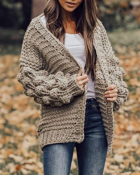 Oversized Chunky Thick Cable Knit Cardigan Sweater | Cable knit sweater ...