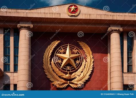 Soviet Style Authoritarian Totalitarian Building, with Communist Symbols Stock Illustration ...