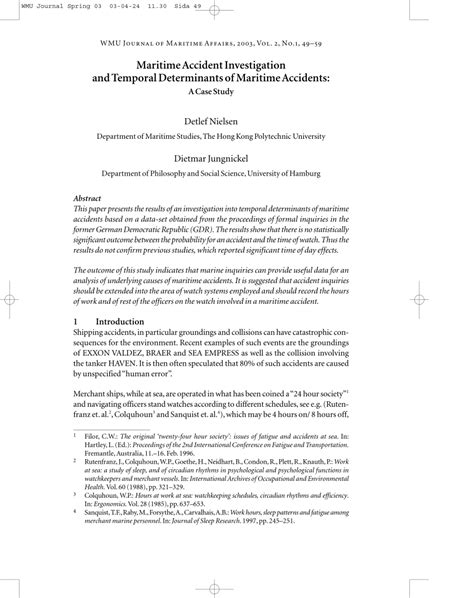 (PDF) Maritime accident investigation and temporal determinants of maritime accidents: A case study