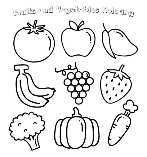 Fruit And Vegetable Coloring Pages To Print | Fruit coloring pages, Vegetable coloring pages ...