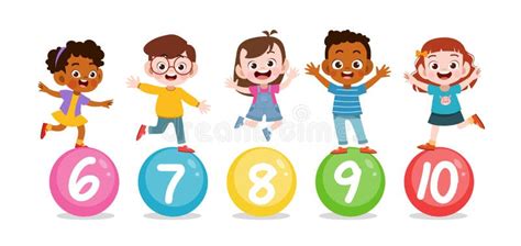 Happy Kid Jump Number Vector Illustration Stock Illustration - Illustration of cover, teaching ...