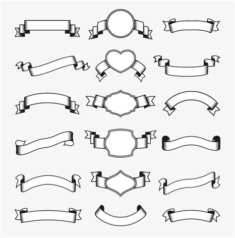 Free Vector | Ribbon Monochrome Set