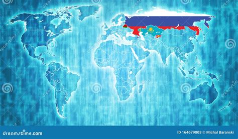 Eurasian Economic Union Territory on World Map Stock Illustration - Illustration of america ...