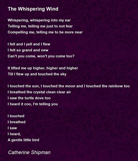 The Whispering Wind Poem by Catherine Shipman - Poem Hunter