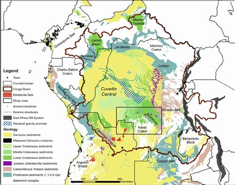 2 Simplified geological map of the greater Congo Basin and surrounding...