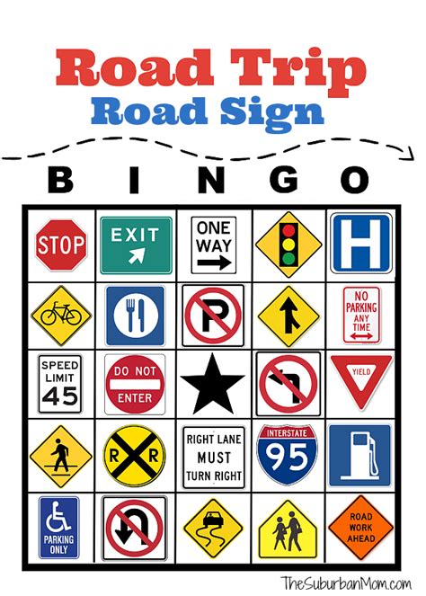 Road Trip Road Sign Bingo Free Printable