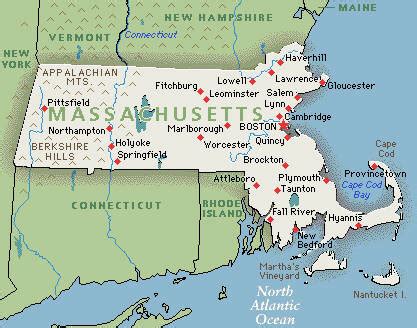 Massachusetts Cities and Mountains Map - Massachusetts • mappery