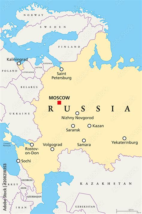 Map of venues of the Football World Cup in Russia, 2018. Political map ...