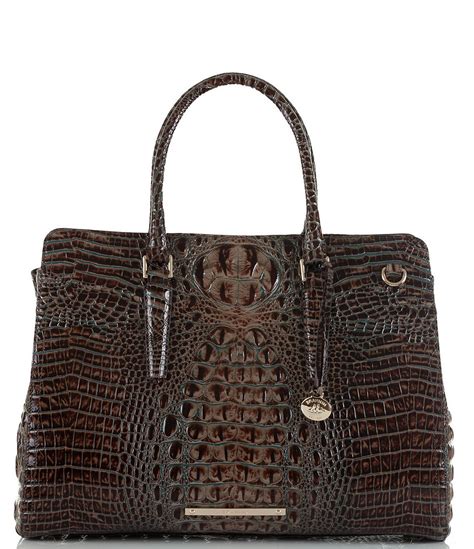 BRAHMIN Melbourne Collection Finley Leather Crocodile-Embossed Carryall Satchel Tote Bag ...