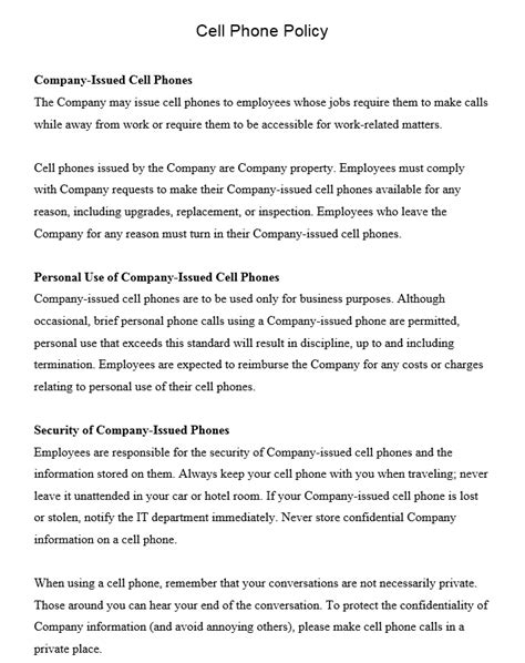 Cell Phone Policy Template: For Companies, Corporate & Restaurants - Template Sumo