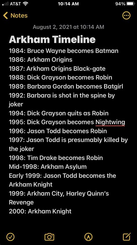 My Arkham Timeline. I based it off the years I think the games take place : r/BatmanArkham