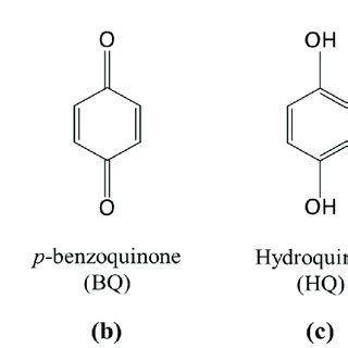 Molecular structures of (a) quinhydrone (QHY); (b) p-benzoquinone (BQ);... | Download Scientific ...