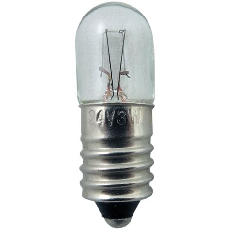 24 volt 3 watt MES-E10 R10 Tubular Miniature Light Bulb