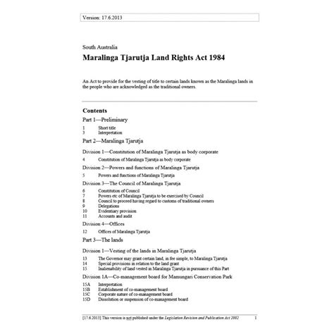 Maralinga Tjarutja Land Rights Act 1984