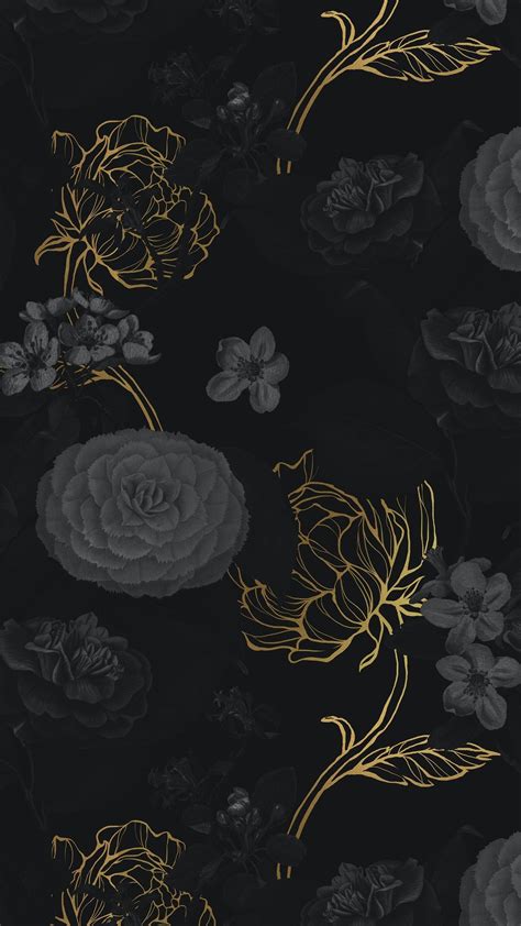 Download premium illustration of Hand drawn dark and gold flower ...