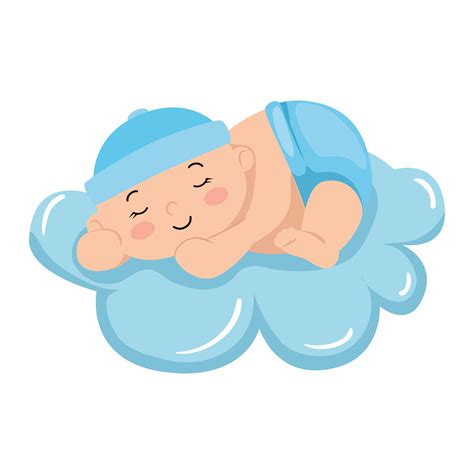 cute little baby boy sleeping in cloud isolated icon 4627814 Vector Art at Vecteezy