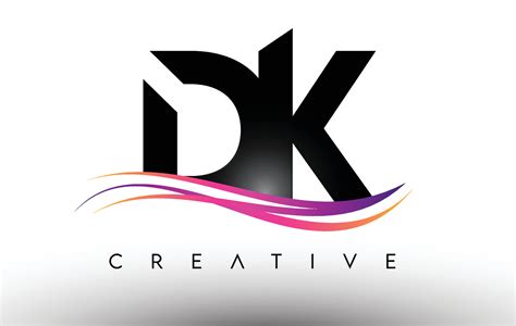 DK Logo Letter Design Icon. DK Letters with Colorful Creative Swoosh ...