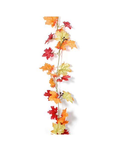 Darice Fall Leaf Garland Maple Leaves w Berries 9 feet Floral Decor - Digs N Gifts