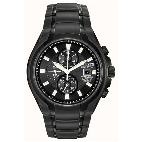 Citizen Mens Titanium Eco Drive Quartz Solar Light Power Watch Wristwatch, Black | eBay