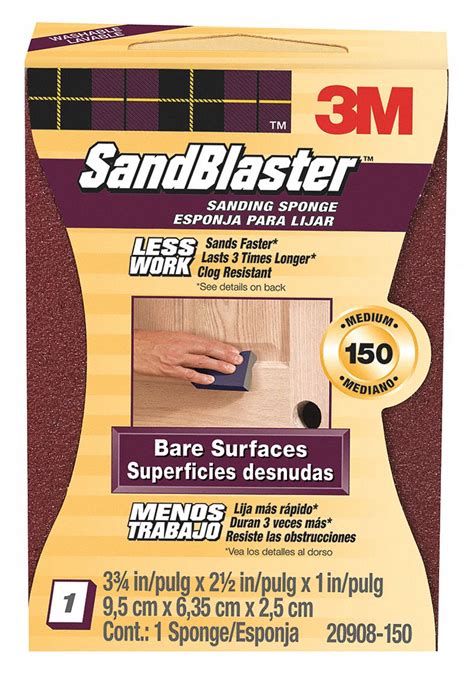 3M Sanding Sponge: Fine, 150, Ceramic, 3.75 in Lg, 2.625 in Wd, 12 PK ...