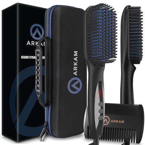 Arkam Deluxe Beard Straightener for Men - Ionic Beard Straightening Comb, Anti-Scald Feature ...