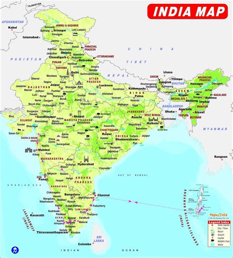 Retning kort over Indien - Indien kort retning (det Sydlige Asien - Asien)