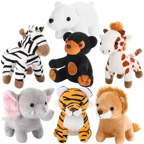 Buy 7 Pieces Plush Safari Animals 4.72 Inches Jungle Stuffed Animal Set ...