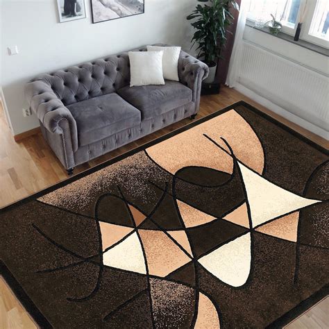 Handcraft Rugs-Modern Contemporary Living Room Rugs-Abstract Carpet with Round/Oval Swirls ...