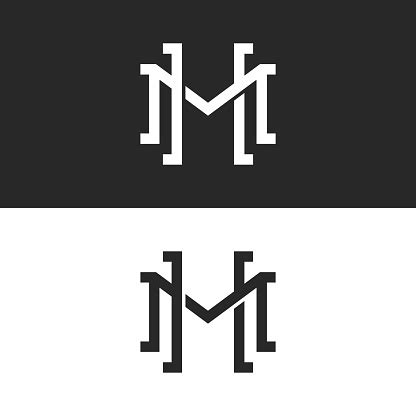 Initials Hm Or Mh Overlapping Letters Logo Design Two Letters M And H Symbol Emblem Mockup Stock ...