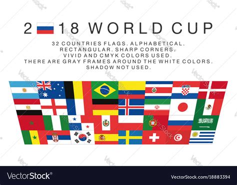 Rectangular flags of 2018 world cup countries Vector Image