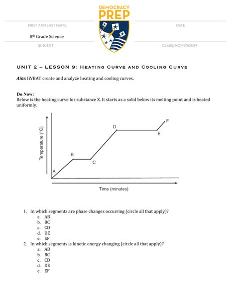 Heating And Cooling Curves Worksheet - Wordworksheet.com