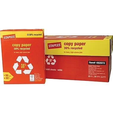 Staples 30% Recycled Copy Paper, 8 1/2" x 11", Case | Staples®