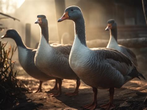 Premium AI Image | Group of Goose in natural habitat generative AI