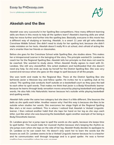 Akeelah And The Bee Summary And Analysis Essay - PHDessay.com