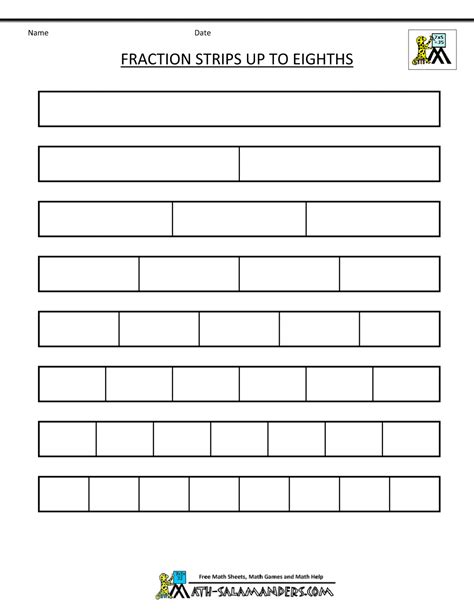 Printable Fraction Strips