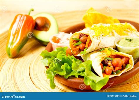 Colorful Mexican Food Plate with Tacos Stock Image - Image of indoor ...