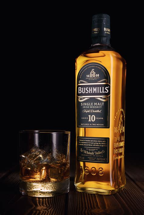 A bottle of Bushmills whiskey on Behance