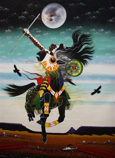 This painting is called "Comanche Coup Counter", painted by Quanah Parker Burgess in 2005 ...