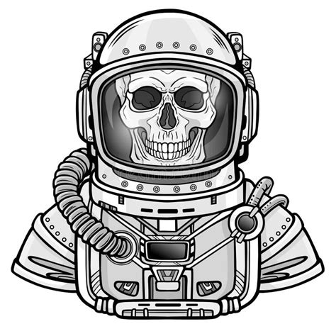 Animation Astronaut Skeleton in a Space Suit. Monochrome Drawing. Stock ...