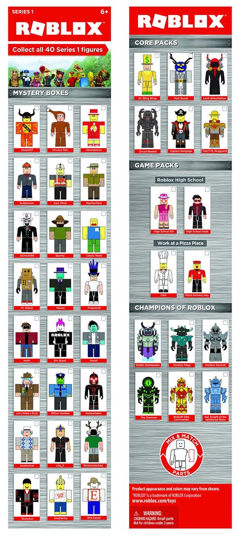 Roblox Toys Series 1 Checklist