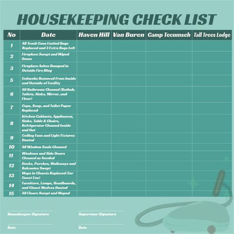 Housekeeping Cleaning Checklist - 10 Free PDF Printables | Printablee