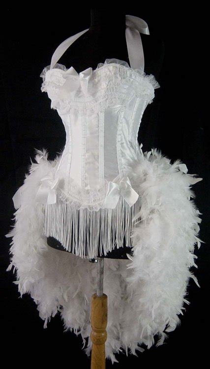 XL~White Victorian Lace Moulin Burlesque Showgirl Costume