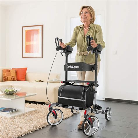 OasisSpace armrest walker- Tall Rollator Walker with 10” Front Wheels ...