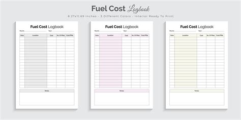 Fuel cost logbook journal planner and tracker printable interior design template 7435607 Vector ...