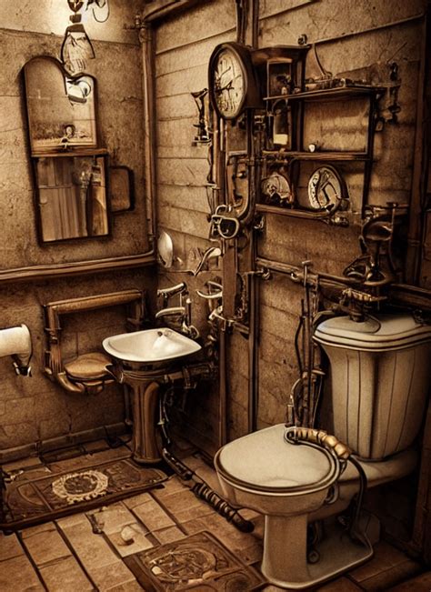 prompthunt: old photo of a steampunk bathroom intricate detailed 8k ultra realistic