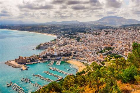 Scenic View of Trapani Town and Harbor in Sicily Stock Image - Image of architecture, beach ...