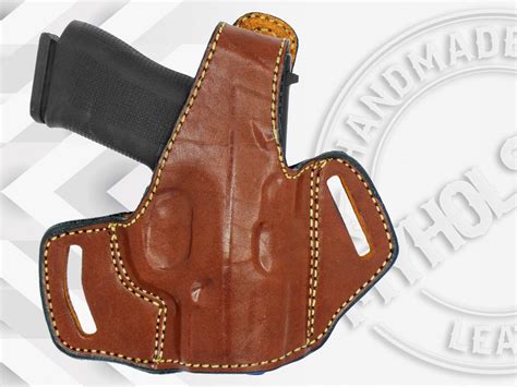 GLOCK 43X OWB Thumb Break Leather Belt Holster - Choose Your Hand and ...