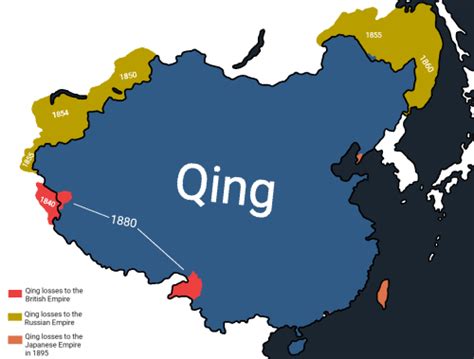 The territorial losses of the Qing in the 19th century. in 2021 | Map ...