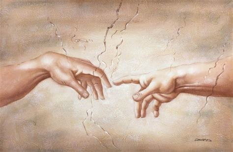 Items similar to The Creation Hands. God Touching Adam. 24” x 36” Hand Painted Oil Painting on ...