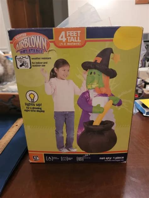 GEMMY LIGHTED AIR Blown Inflatable Halloween Witch Pot Cauldron 4ft Tall $24.99 - PicClick